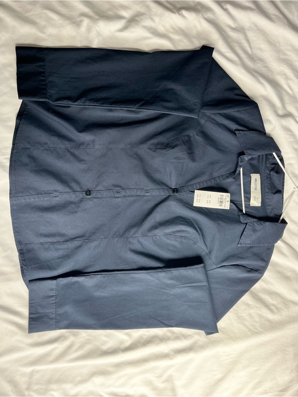 Womens Navy Short-Sleeve Button-Up Shirt Jacket